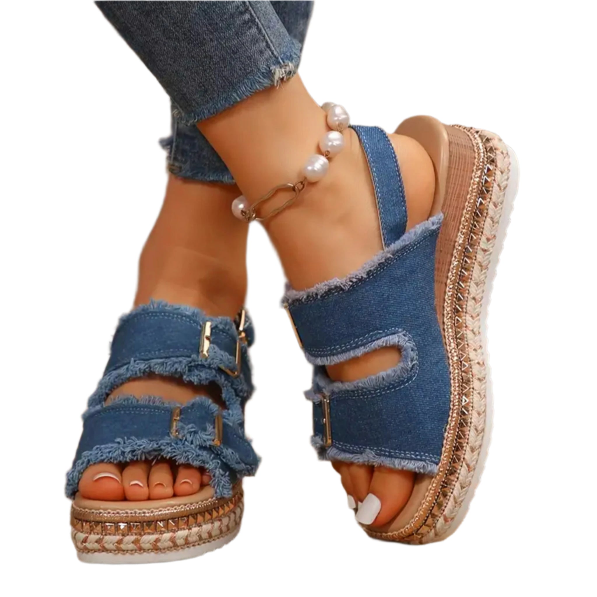 Sylvia | Casual Denim Wedges