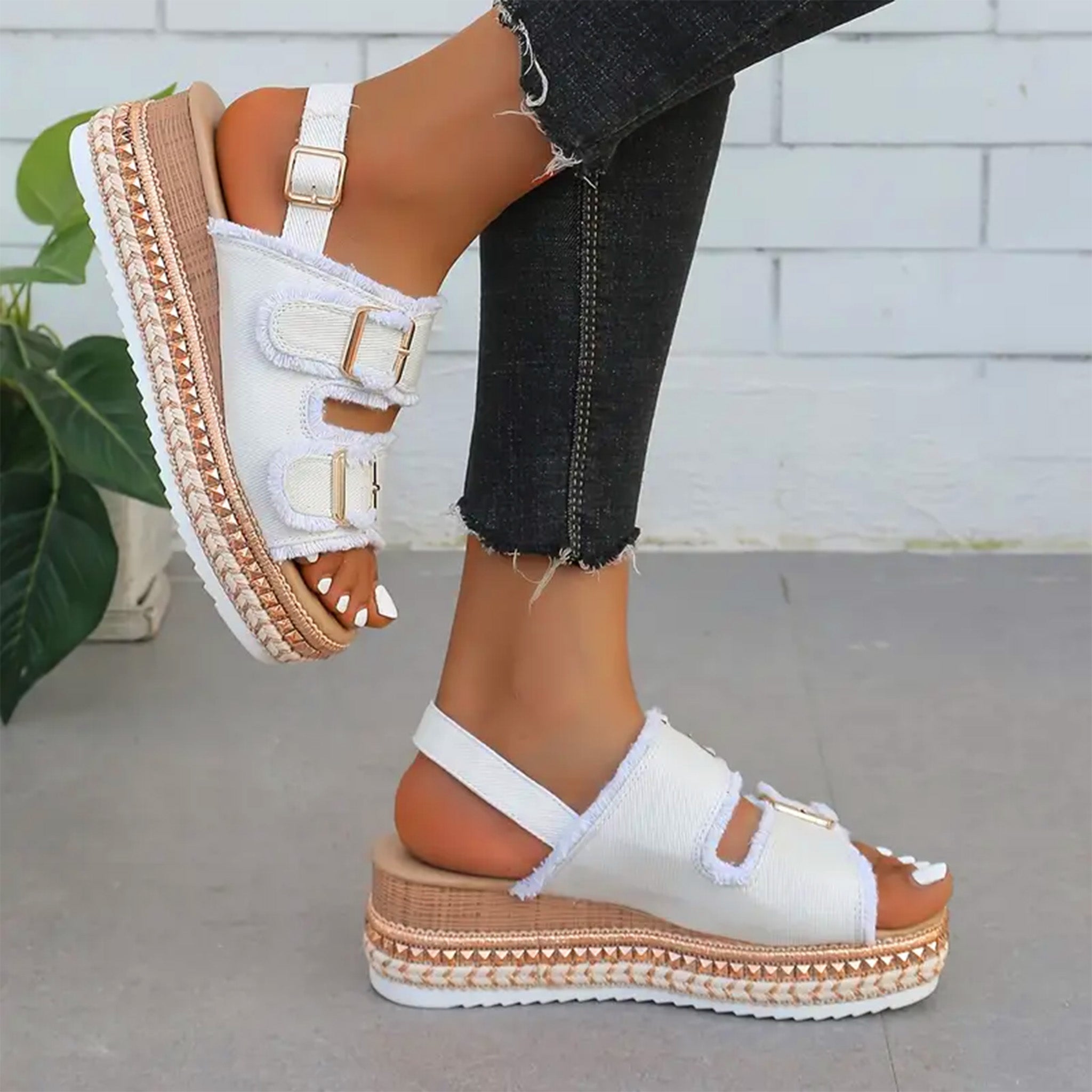 Sylvia | Casual Denim Wedges