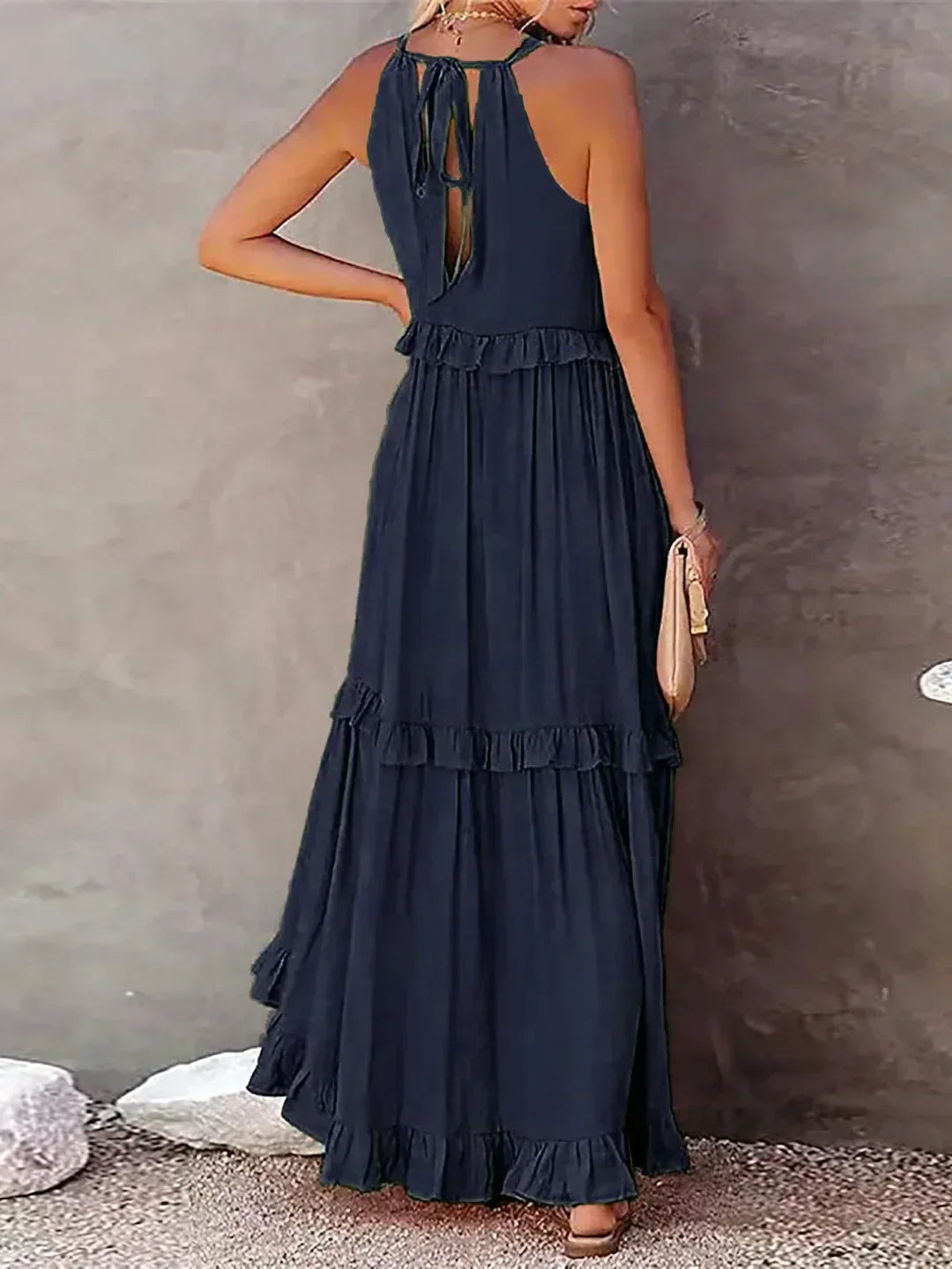 Eden | Bohemian Halter Ruffle Maxi Dress