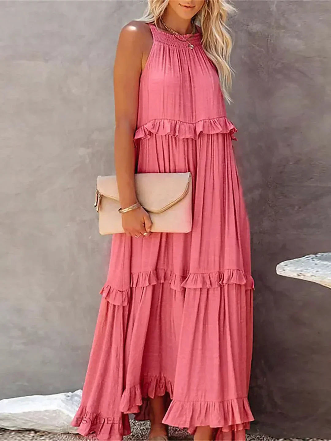 Eden | Bohemian Halter Ruffle Maxi Dress