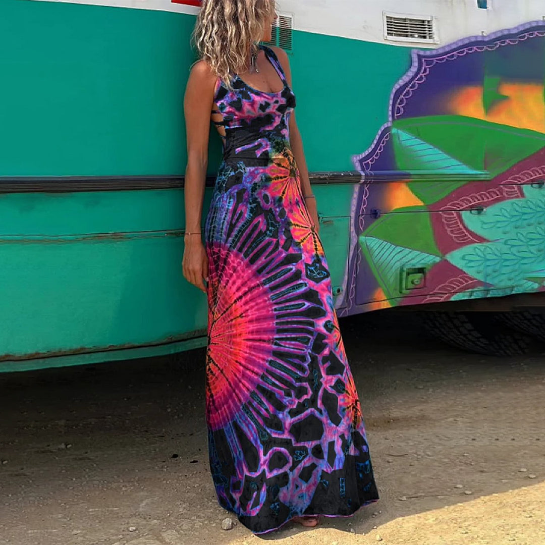 Daphne | Tie-Dye Maxi Dress | Effortless Summer Elegance | Backless Design