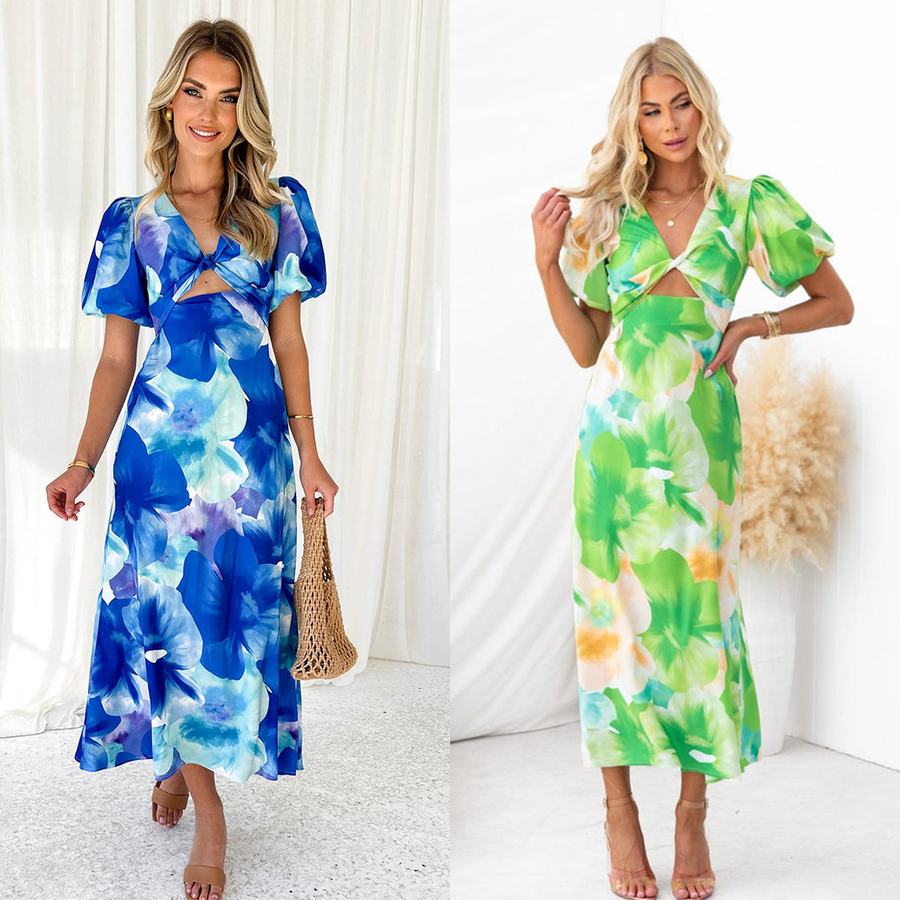 Valentina | Puffed Shoulder Maxi Dress