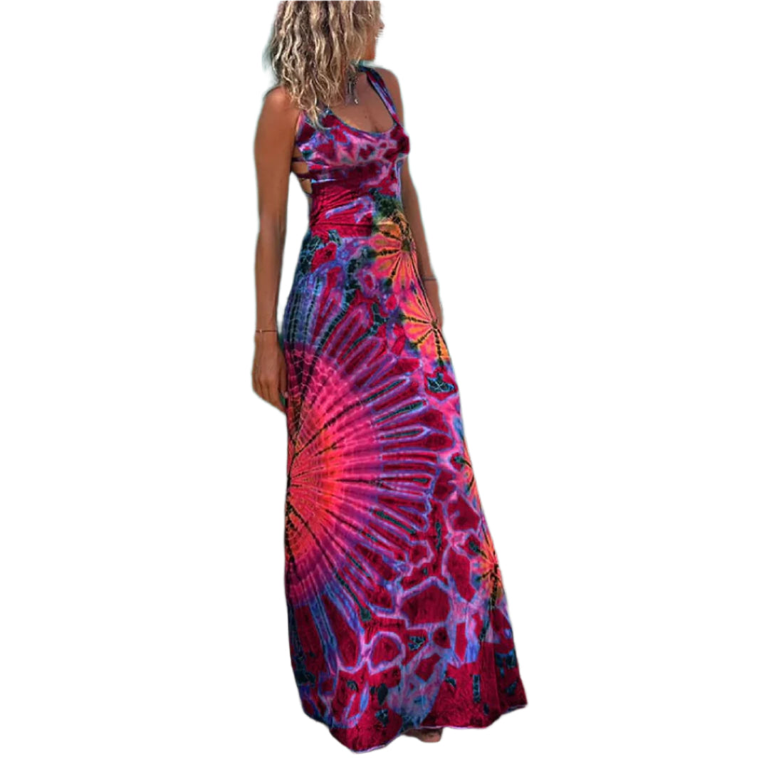 Daphne | Tie-Dye Maxi Dress | Effortless Summer Elegance | Backless Design