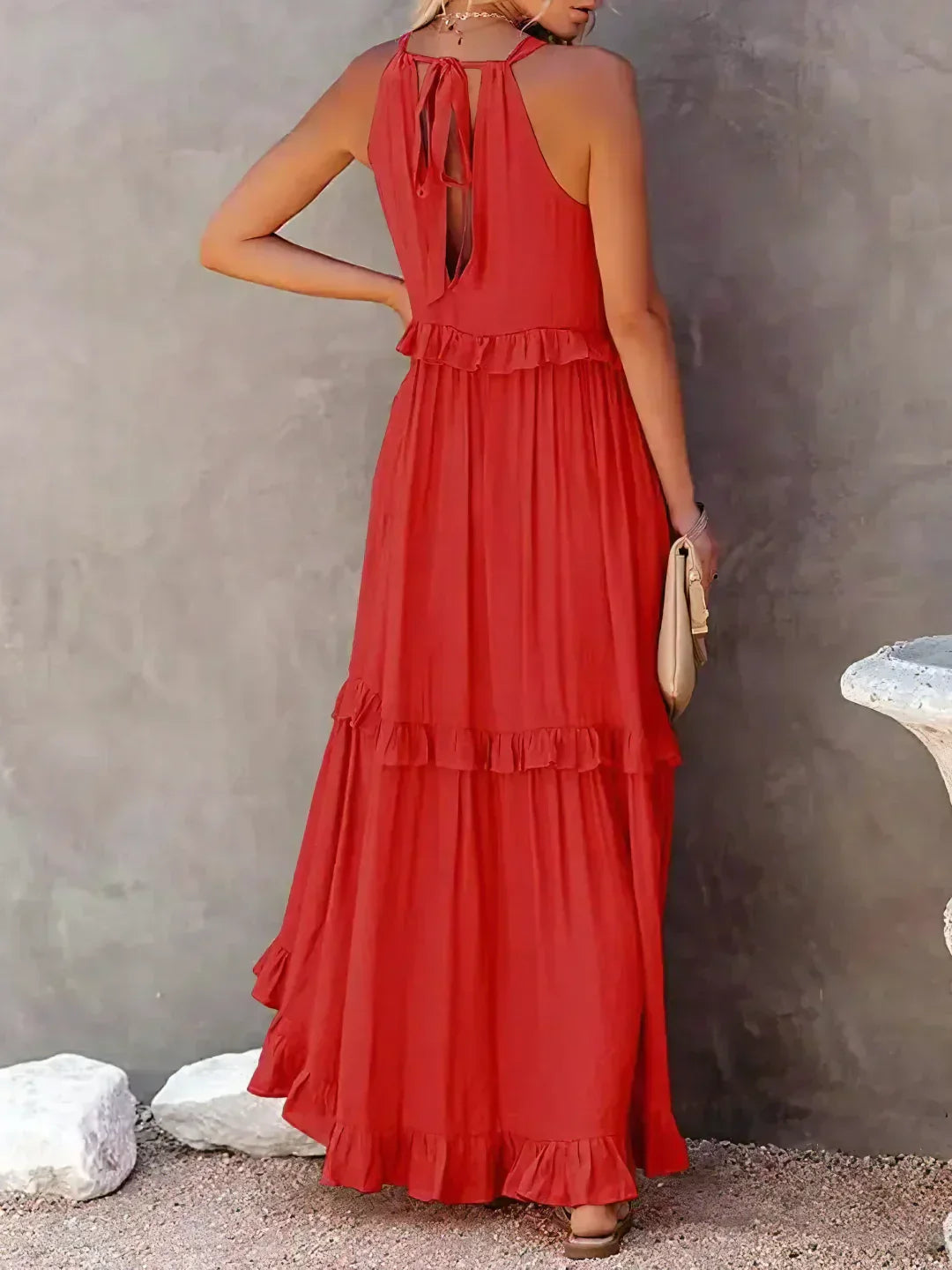 Eden | Bohemian Halter Ruffle Maxi Dress