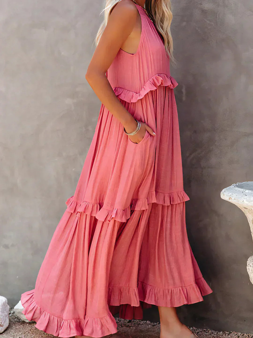 Eden | Bohemian Halter Ruffle Maxi Dress