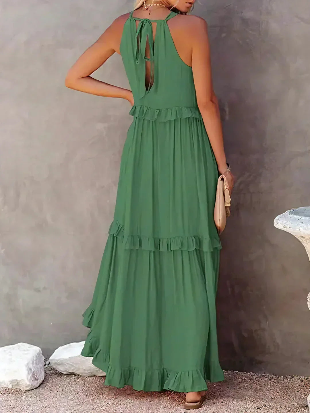 Eden | Bohemian Halter Ruffle Maxi Dress