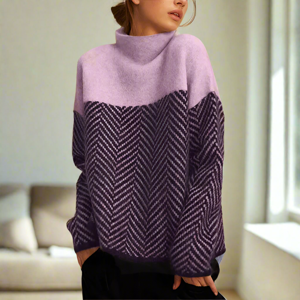 Elen | Chevron Pattern Turtleneck Sweater