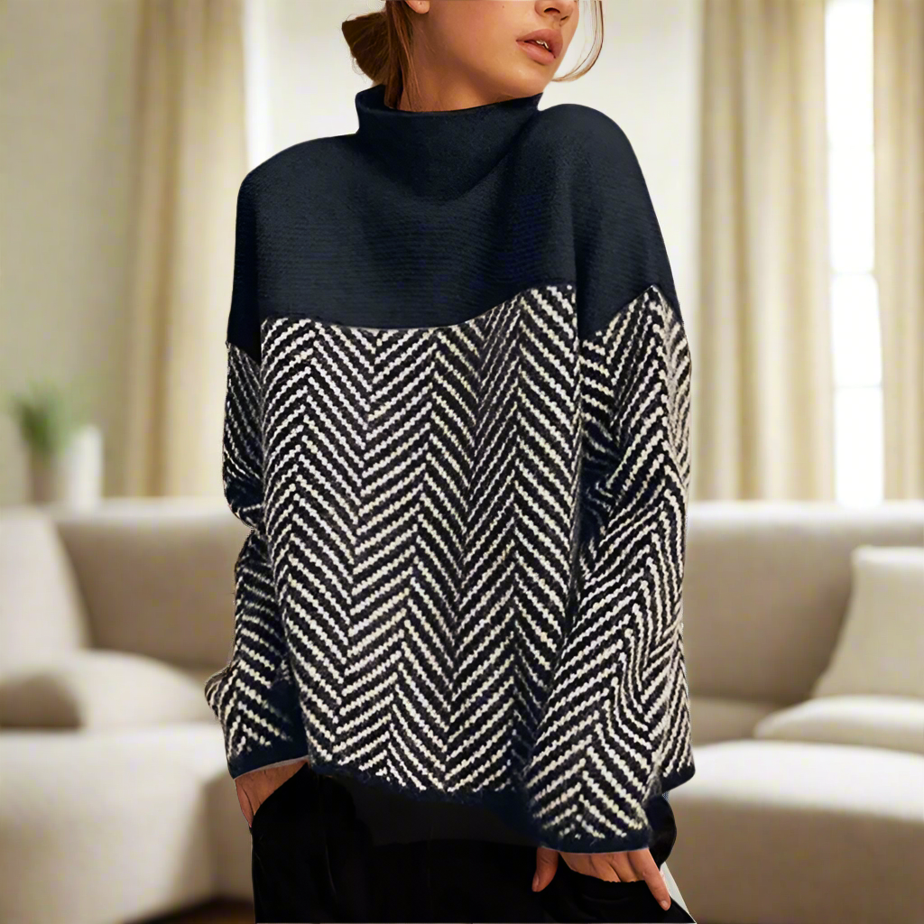 Elen | Chevron Pattern Turtleneck Sweater