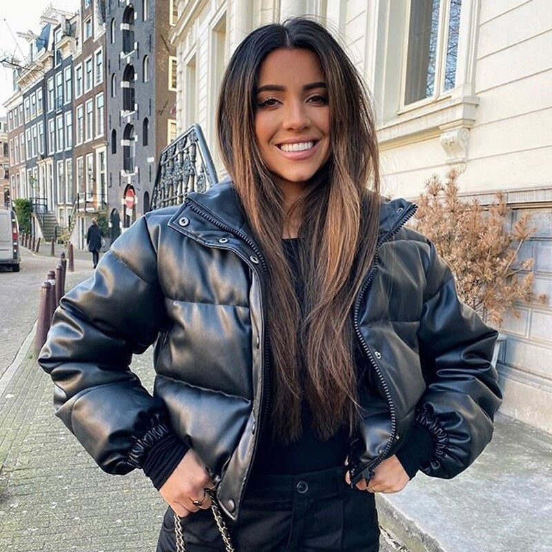 Renée | PU Leather Puffer Jacket